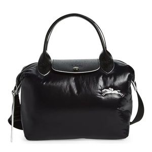 NEW LONGCHAMP Small Le Pliage Tote Black White